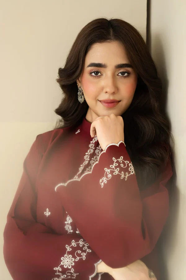 Claret Emb Farshi Shalwar Set