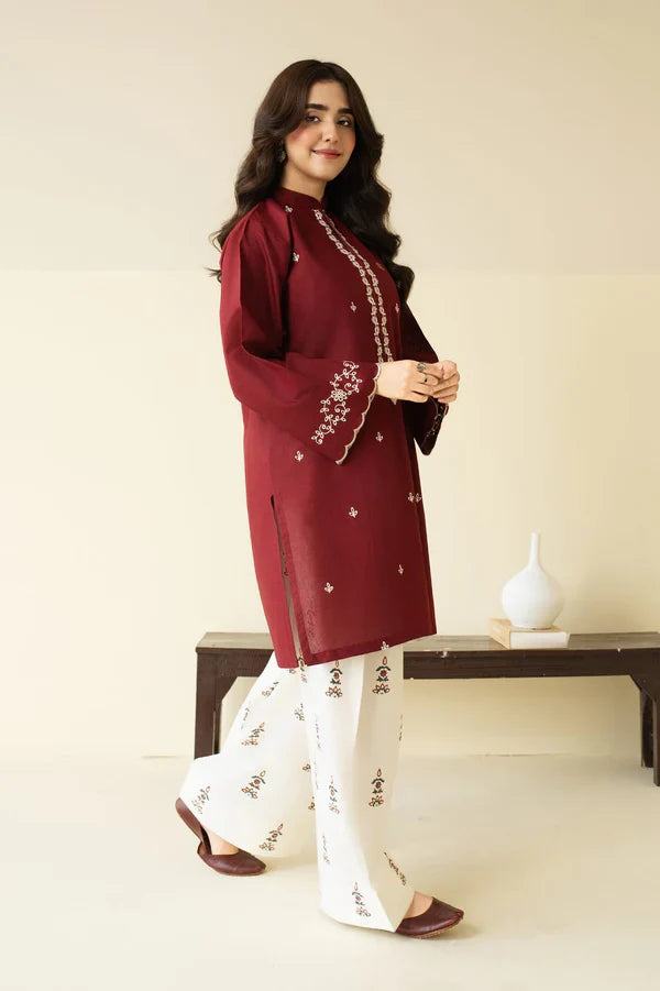 Claret Emb Farshi Shalwar Set